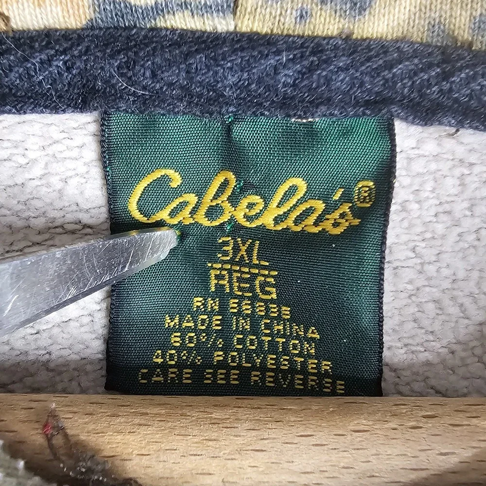 Vintage Cabelas Hoodie Mens 3XL Pullover Camo Realtree Seclusion 3D Cotton 90s